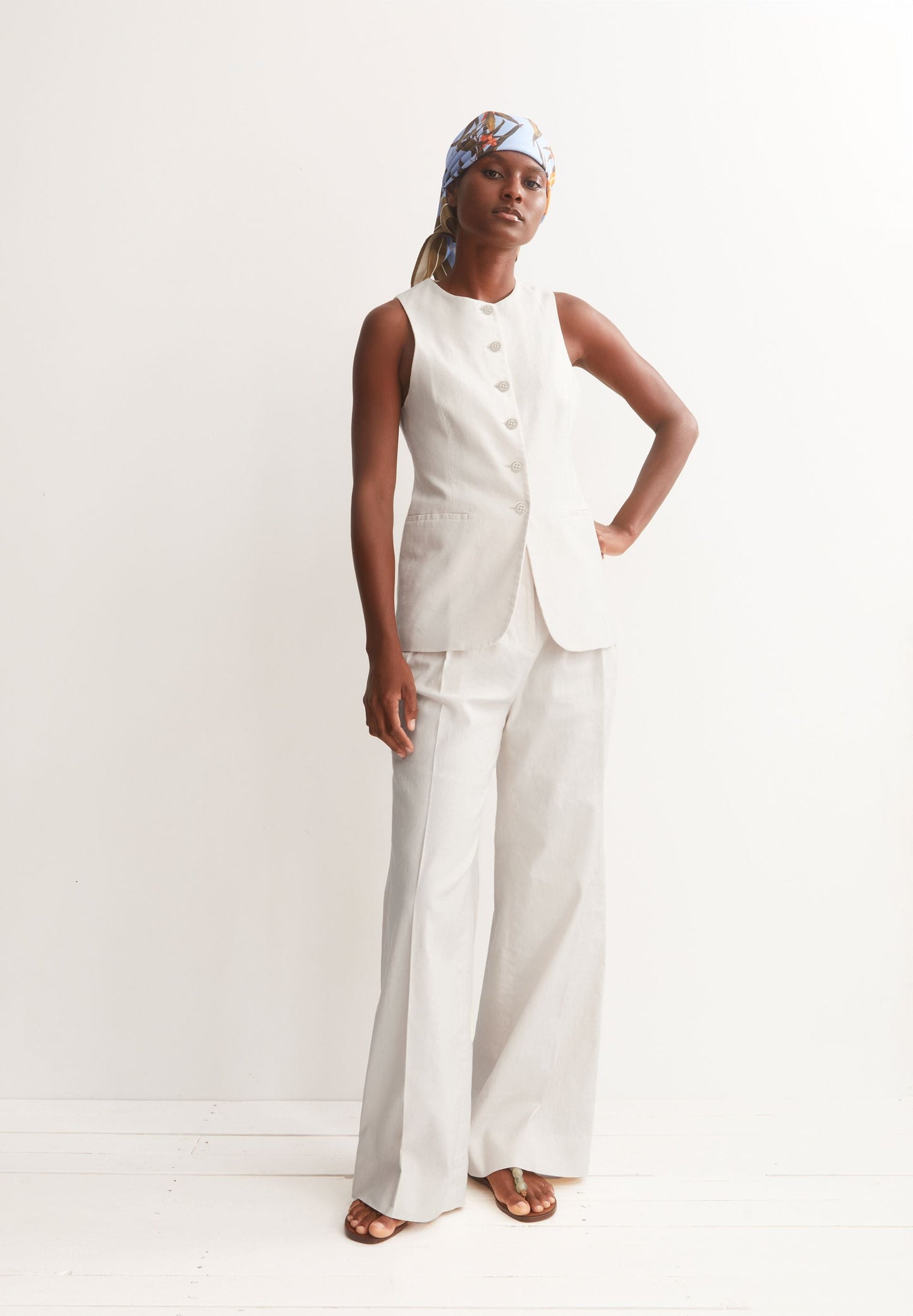 LONG LINEN-BLEND VEST | UNDYED | CUTS
