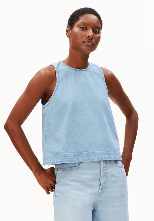 SHORT-SLEEVE DENIM TOP | BARREA | CUTS