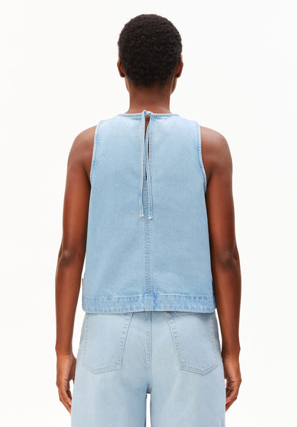 SHORT-SLEEVE DENIM TOP | BARREA | CUTS