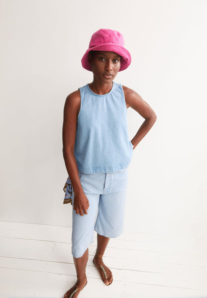 SHORT-SLEEVE DENIM TOP | BARREA | CUTS
