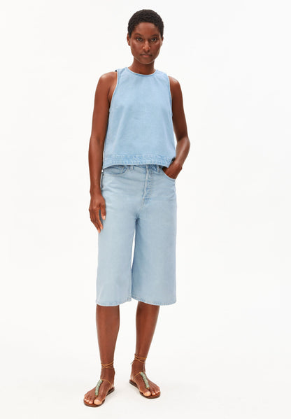 SHORT-SLEEVE DENIM TOP | BARREA | CUTS