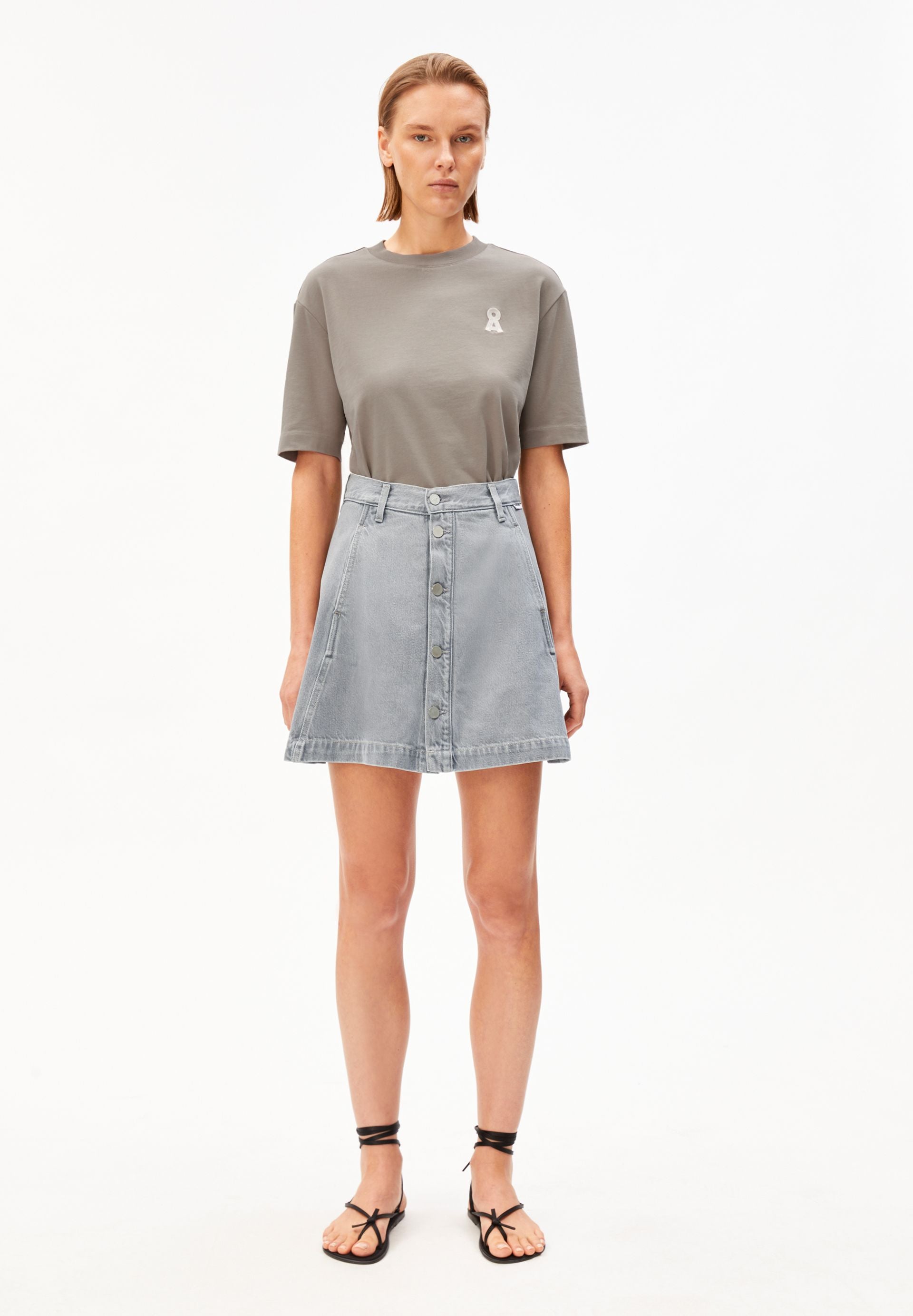 PANELED MINI DENIM SKIRT | LOA | CUTS