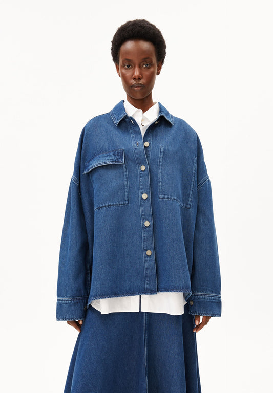 OVERSIZED DENIM BLOUSE | BRIGHT BLUE | CUTS