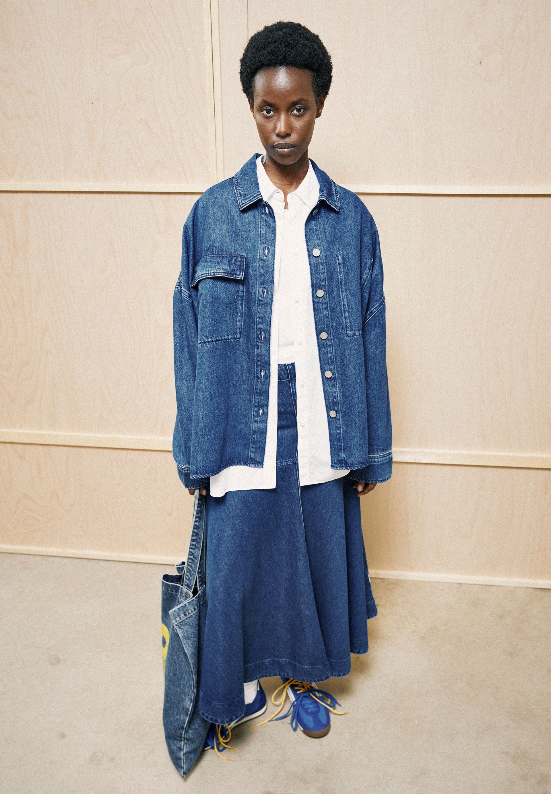 MIDI DENIM SKIRT | BRIGHT BLUE | CUTS