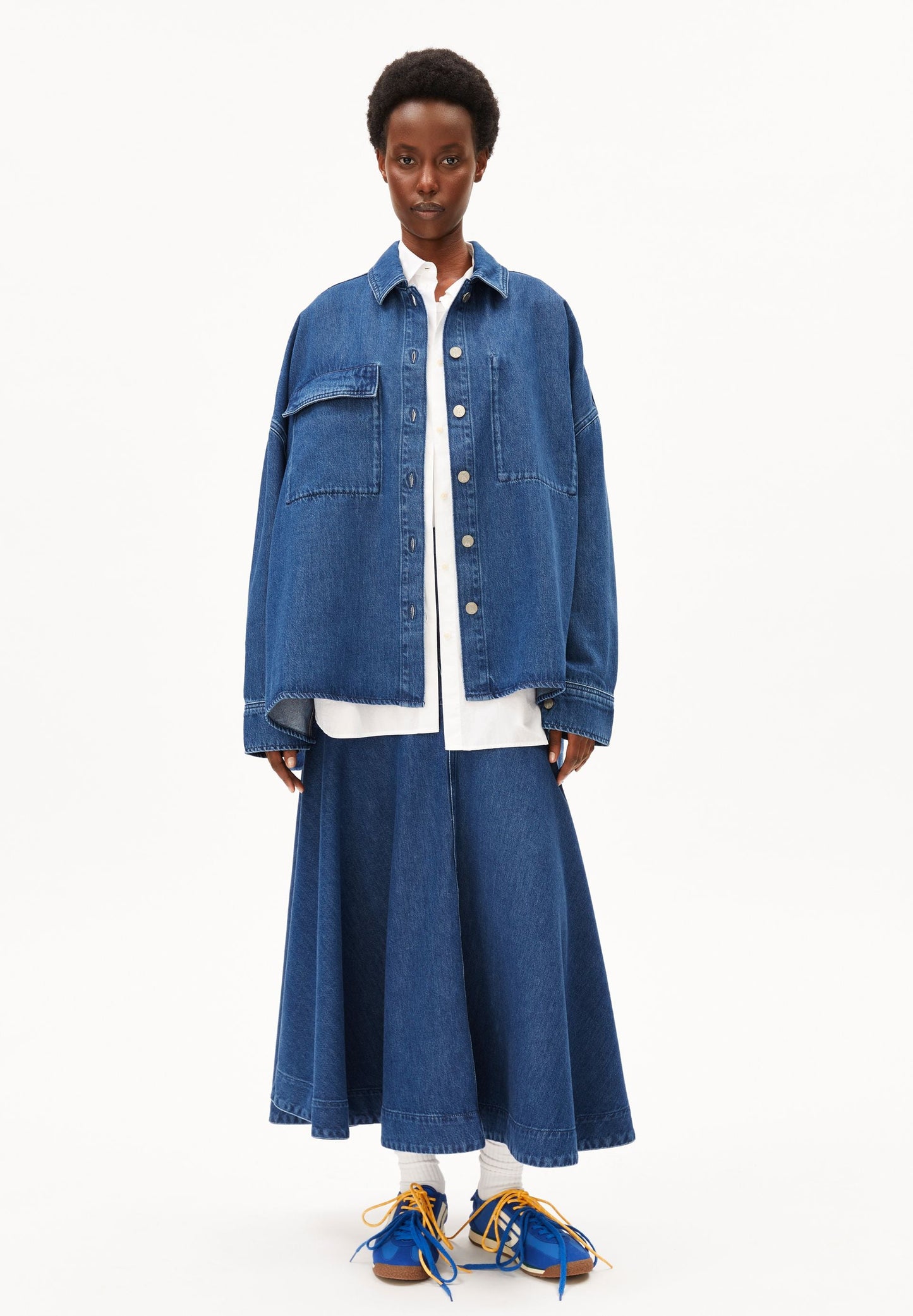 MIDI DENIM SKIRT | BRIGHT BLUE | CUTS