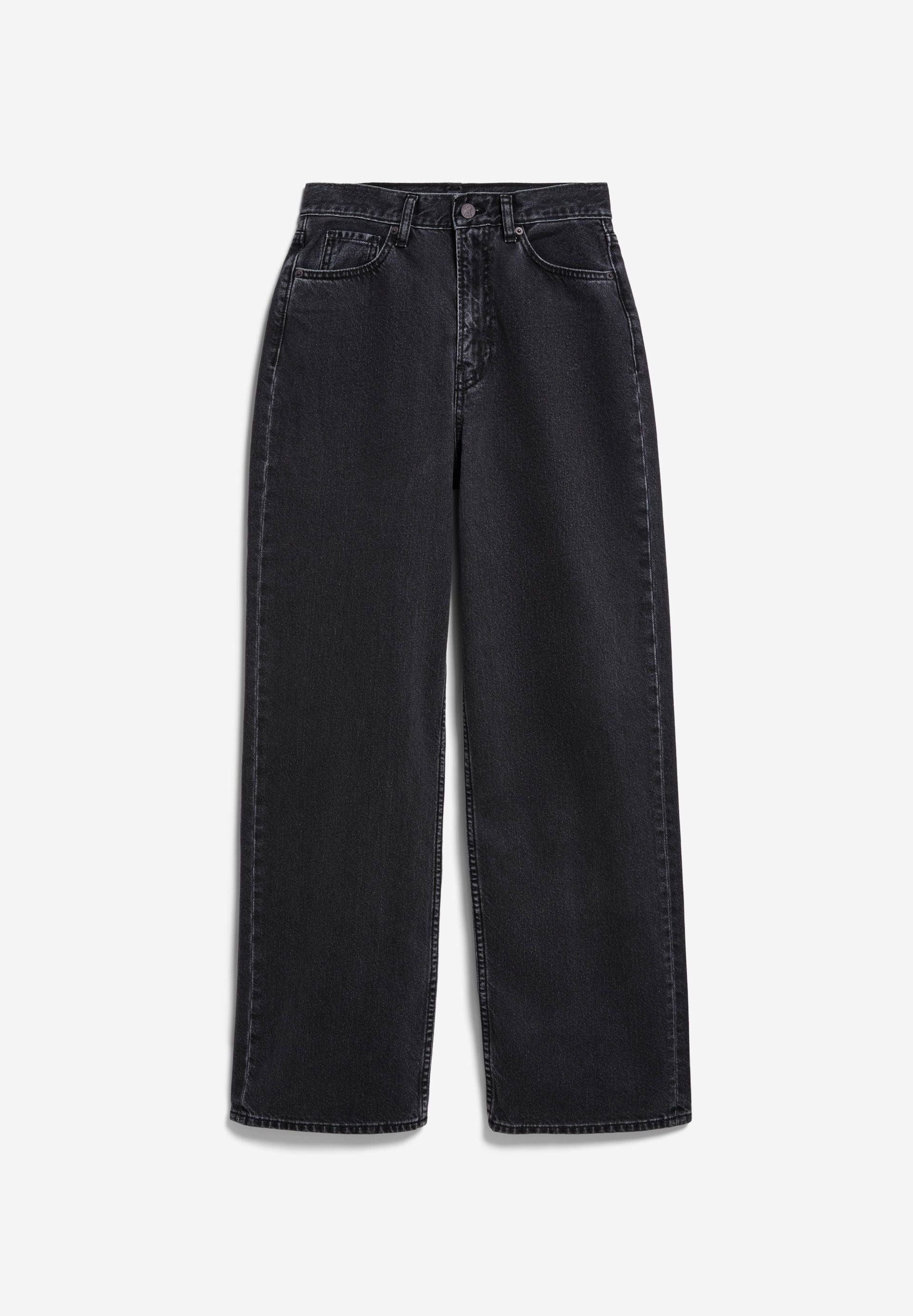 ENIJAA HIGH WAIST WIDE JEANS | EBONY BLACK | CUTS
