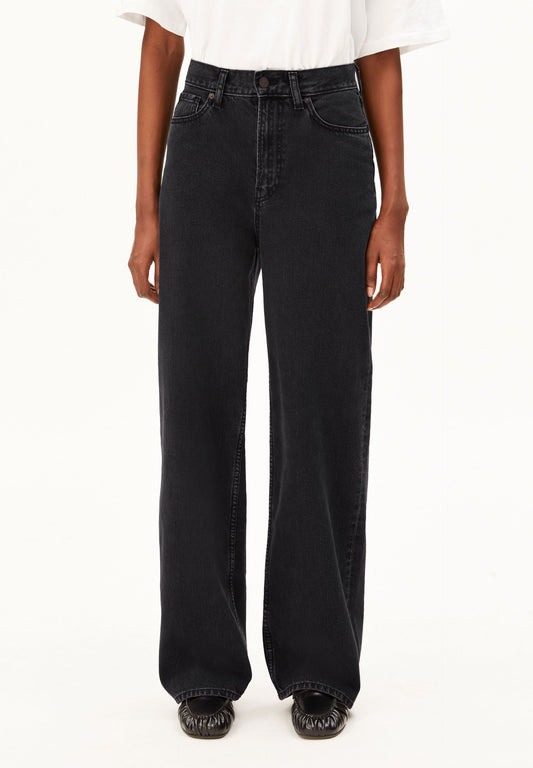ENIJAA HIGH WAIST WIDE JEANS | EBONY BLACK | CUTS