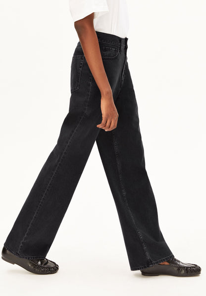 ENIJAA HIGH WAIST WIDE JEANS | EBONY BLACK | CUTS
